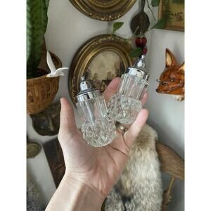 Vintage 1970s Indiana Glass Diamond Point Salt and Pepper Shaker Shakers